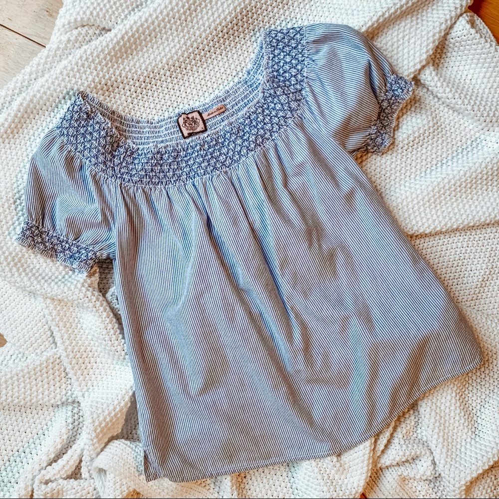 Vince Camuto | Vintage Puff Sleeve Striped Peasant Blouse